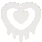 Pendente a cuore scavato in acrilico 37x37,5 mm - Rosa - Arancione Brillantini x1