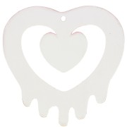 Pendente a cuore scavato 37x37,5 mm in acrilico - Turchese - Brillantini rosa x1