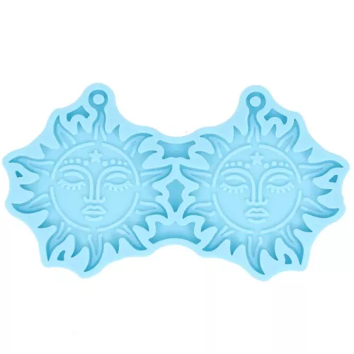 Stampo in silicone - orecchini a forma di sole - motivo del viso - resina epossidica