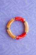 Perle separatrici a tubo curvo 8x6 mm in acrilico metallizzato CCB - Dorato x6