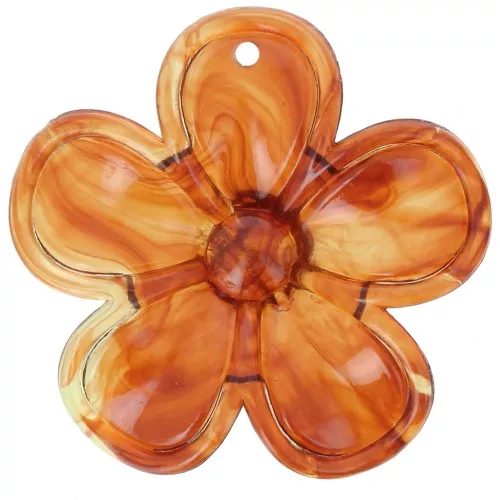 Pendente a fiore in acrilico trasparente da 42 mm - Ambra marmorizzata x1