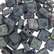 Tile beads 6 mm Jet Picasso x50