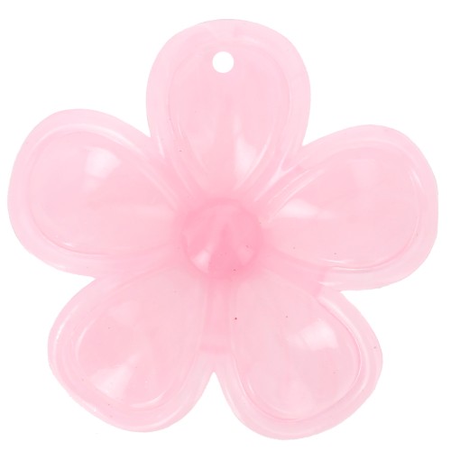 Pendente a forma di fiore in acrilico traslucido da 42 mm - Light Pink Marble x1