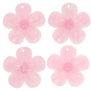 Pendente a forma di fiore in acrilico traslucido da 42 mm - Light Pink Marble x1