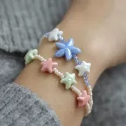 Stiesy 100 Perline A Forma Di Stella Di Colori Misti, Piccole Perline A Forma Di Pentagramma, Fatte A Mano, Perline In Vetro Trasparente Distanziatore Per Gioielli Fai Da Te E Braccialetti