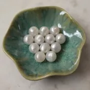 Perle rotonde in resina opaca da 14 mm - Bianco perlato x6