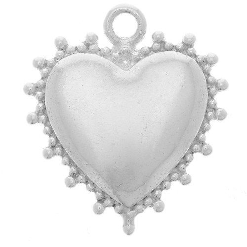 Pendente a forma di cuore 21x18,5 mm con piccole perle - Argento 925 x1