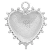 Pendente a forma di cuore 21x18,5 mm con piccole perle - Argento 925 x1