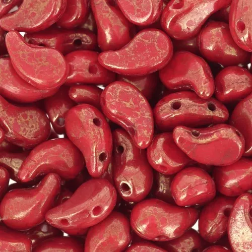 Perle di vetro ceco 2 fori Zoliduo® Right 5x8mm Opaque Red Terracotta Red x20