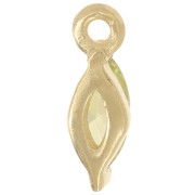 Ciondolo navette 9,5x3 mm con ossido di zirconio - Dorato con oro fino - Verde chiaro