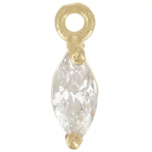 Ciondolo navette 9,5x3mm con ossido di zirconio - Dorato con oro fino Cristallo x1
