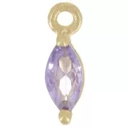 Viola - Ciondolo navetta ossido di zirconio 9,5x3 mm - Dorato con oro fino - Viola x1 Ciondolo navetta ossido di zirconio 9,5x3 mm - Dorato con oro fino - Viola x1