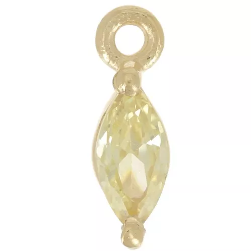 Ciondolo navetta 9,5x3 mm con ossido di zirconio - Dorato - Giallo x1