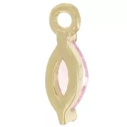 Ciondolo navetta 9,5x3 mm con ossido di zirconio - Dorato con oro fino - Rosa x1