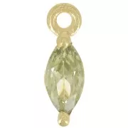 Verde - Ciondolo navetta 9,5x3 mm con ossido di zirconio - Dorato con oro fino - Verde x1 Ciondolo navetta 9,5x3 mm con ossido di zirconio - Dorato con oro fino - Verde x1