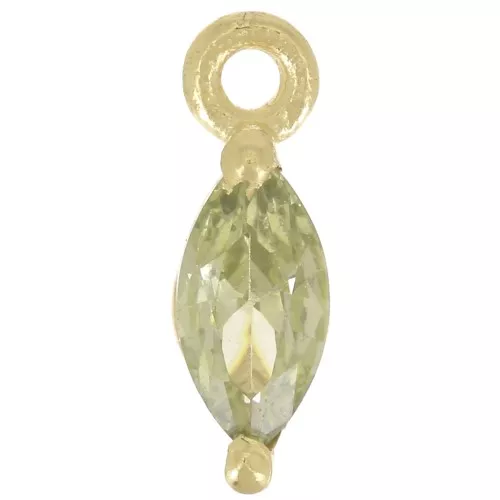 Ciondolo navetta 9,5x3 mm con ossido di zirconio - Dorato con oro fino - Verde x1