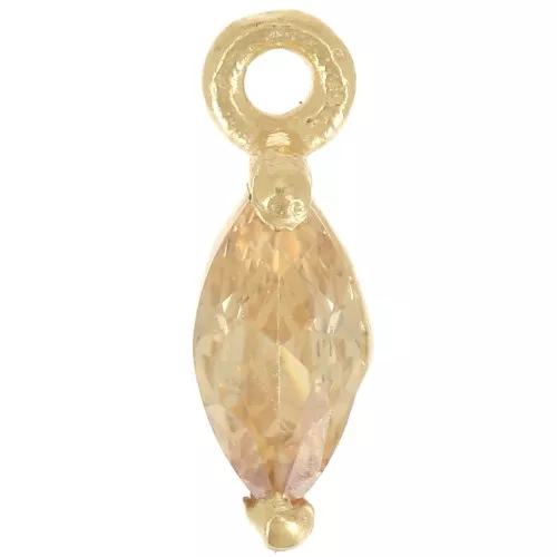 Ciondolo navetta 9,5x3mm ossido di zirconio Dorato con oro fino - Light Topaz
