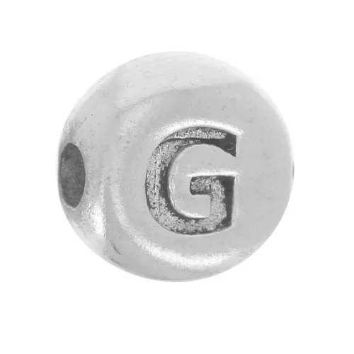 Perlina piatta rotonda 5 mm - lettera dell'alfabeto - G - Argento 925 x1