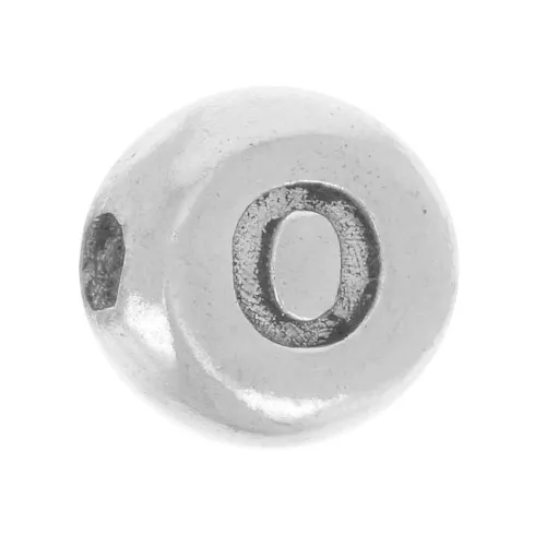 Perlina piatta rotonda 5 mm - lettera dell'alfabeto - O - Argento 925 x1