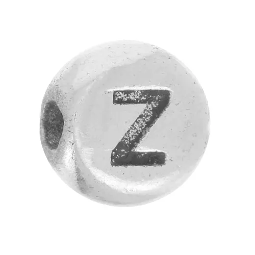 Perlina piatta rotonda 5 mm - lettera dell'alfabeto - Z - Argento 925 x1