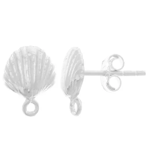 Orecchini a conchiglia 11x8 mm con cerchio chiuso - Argento 925 x2