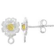 Orecchini a fiore da 8 mm con ossido di zirconio - Argento 925 - Giallo x2