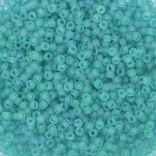 Rocaille Miyuki 15/0 1614 - Dyed Semi-Frosted Transparent Aqua x8g