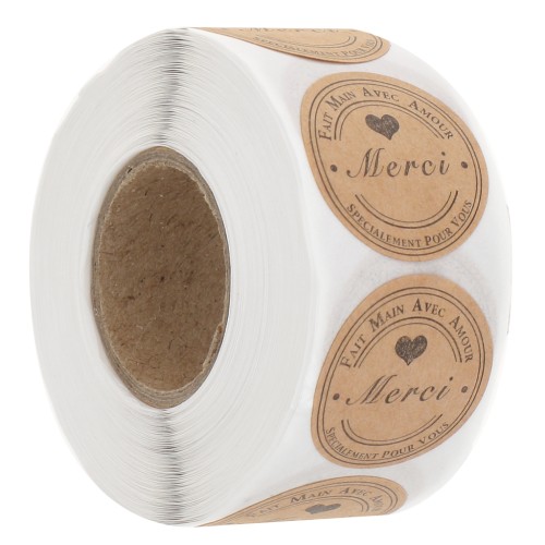 Rotolo di etichette autoadesive da 25 mm - Merci - Marrone x500