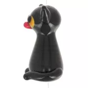 Perla di gatto in vetro lavorata a mano - 20x12 mm - Nero x1