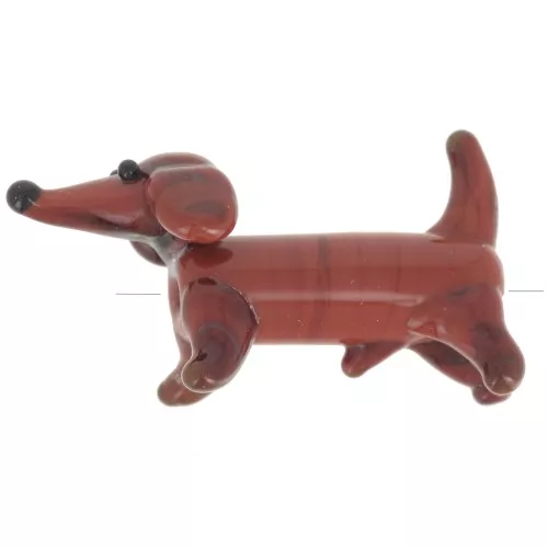 Perla in vetro artigianale Cane bassotto 14x27 mm - Marrone x1