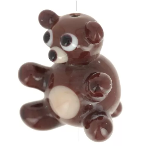 Perla di vetro artigianale 18,5 mm - Marrone - Beige x1