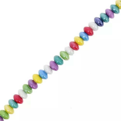 Perle tonde in ceramica 12x7 mm - Multicolore iridescente x28cm
