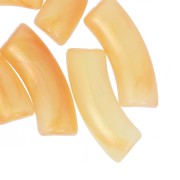 Perle tubolari curve in acrilico traslucido 35x11 mm - Perla marmorizzata arancione x6|raw }}