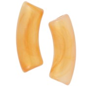 Perline tubolari curve 35x11 mm in acrilico traslucido - Perla marmorizzata arancione x6