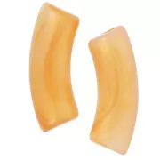 Perline tubolari curve 35x11 mm in acrilico traslucido - Perla marmorizzata arancione x6