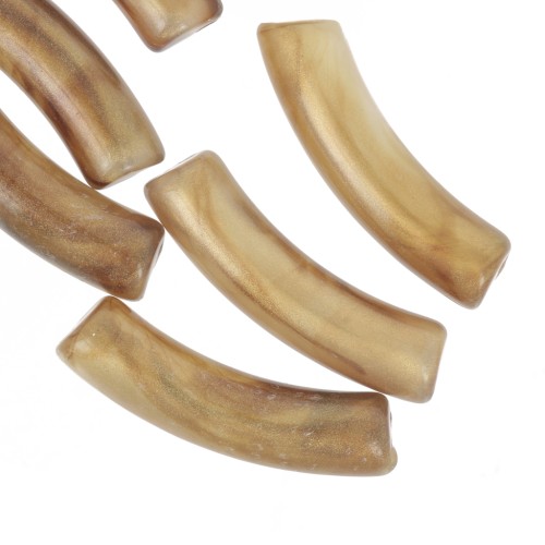 Perline tubolari curve 32x8 mm in acrilico traslucido - Marmo bronzo perlato x6
