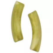 Perline tubolari curve 32x8 mm in acrilico traslucido - Perla oliva marmorizzata x6