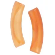 Perline tubolari curve 32x8 mm in acrilico traslucido - Perla marmorizzata arancione x6