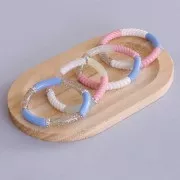 Perline tubolari curve 32x8 mm in acrilico traslucido - Perla marmorizzata arancione x6