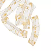 Perle a tubo curvo in acrilico trasparente 33x8 mm - Dorato x6