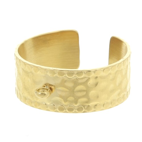 Anello largo martellato regolabile e anello chiuso da S.53 a 60 Acciaio inossidabile 304L Dorato x1