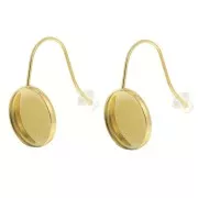 Ganci per orecchio per cabochon fondo piatto 10 mm Acciaio inox 304L Dorato x2
