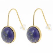 Ganci per orecchio per cabochon fondo piatto 10 mm Acciaio inox 304L Dorato x2