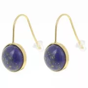 Ganci per orecchio per cabochon fondo piatto 10 mm Acciaio inox 304L Dorato x2