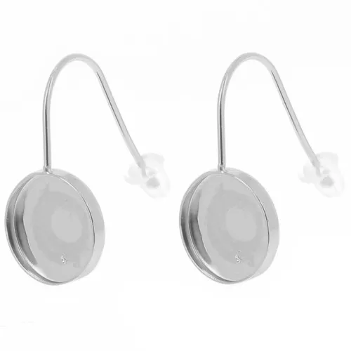 Ganci per orecchio per cabochon fondo piatto 10mm in acciaio inossidabile 304L x2