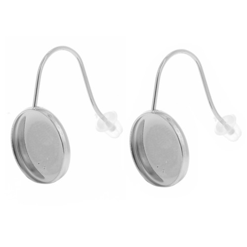 Ganci per orecchio per cabochon a fondo piatto 12 mm in acciaio inox 304L x2