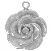 Ciondolo fiore rosa 15 mm - Acciaio inossidabile 304L x1|raw }}