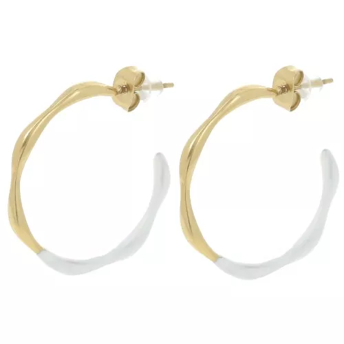Cerchi aperti in resina epossidica 29 mm - Acciaio inossidabile 304L Dorato - Bianco x2