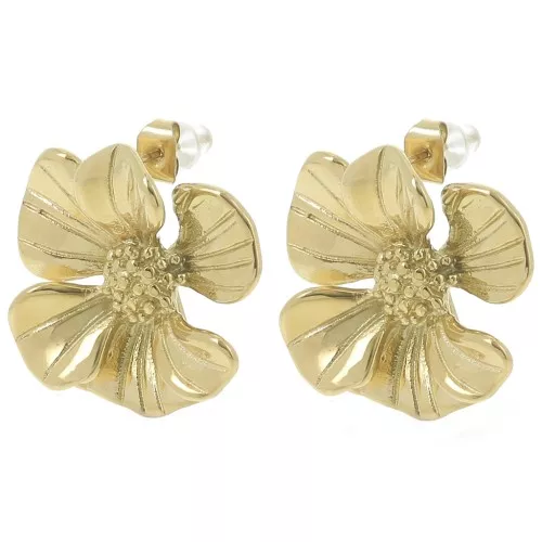 Orecchini a margherita da 24 mm con anello aperto - Acciaio inossidabile 304L Dorato x2