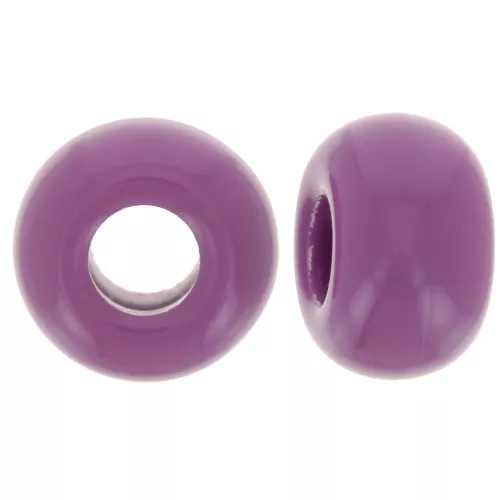 Perle in resina opaca a foro largo 9,5 mm- Malva scuro x10